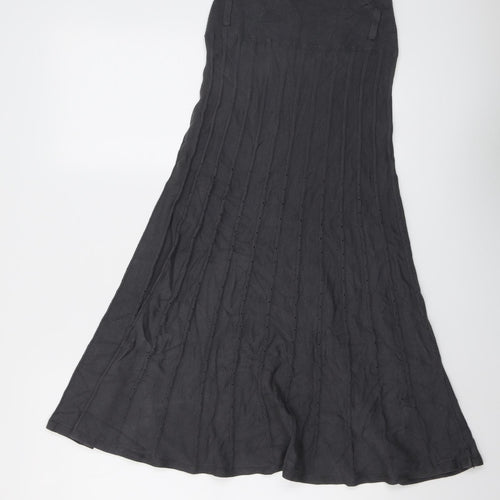 Marks and Spencer Womens Grey Striped Viscose Swing Skirt Size 10