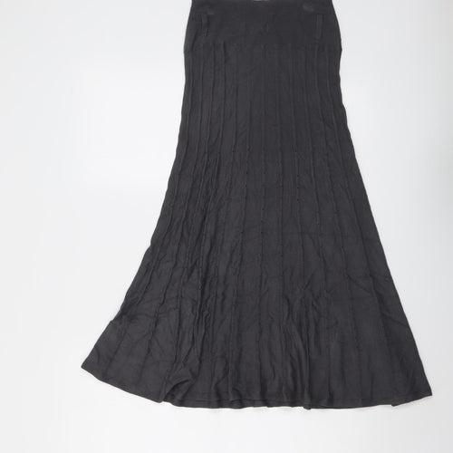Marks and Spencer Womens Grey Striped Viscose Swing Skirt Size 10