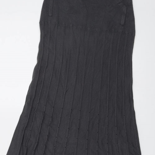 Marks and Spencer Womens Grey Striped Viscose Swing Skirt Size 10