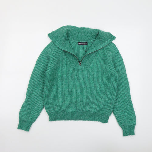 Marks and Spencer Womens Green Collared Acrylic Henley Jumper Size S