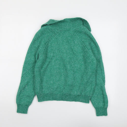 Marks and Spencer Womens Green Collared Acrylic Henley Jumper Size S