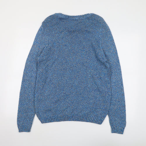 Stag and Hart Mens Blue Round Neck Acrylic Pullover Jumper Size M Long Sleeve