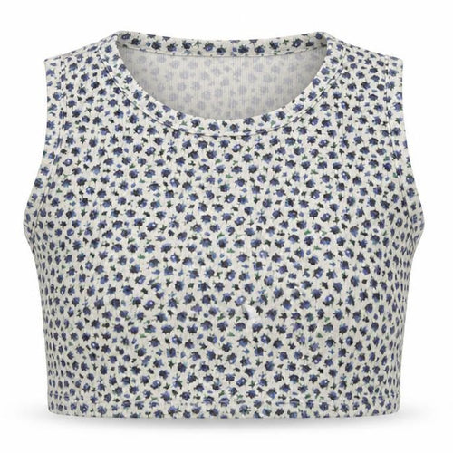 Boohoo Womens Beige Floral Polyester Cropped Tank Size 14 Round Neck