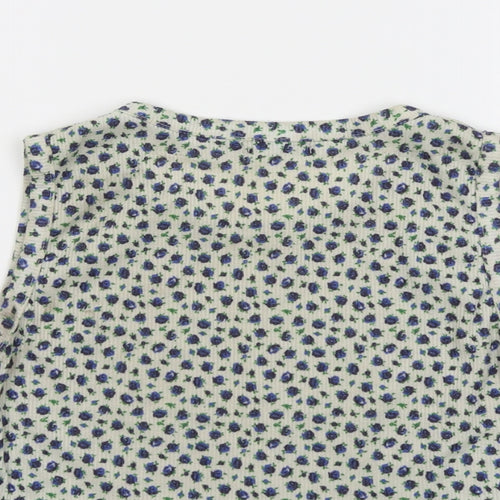 Boohoo Womens Beige Floral Polyester Cropped Tank Size 14 Round Neck