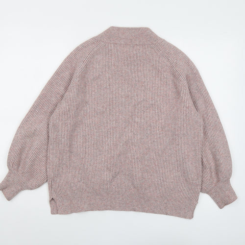 NEXT Womens Pink V-Neck Viscose Pullover Jumper Size L