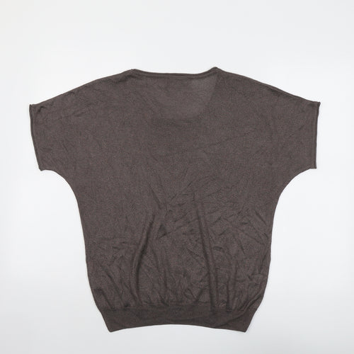 Mary Portas Womens Brown Round Neck Viscose Pullover Jumper Size 10