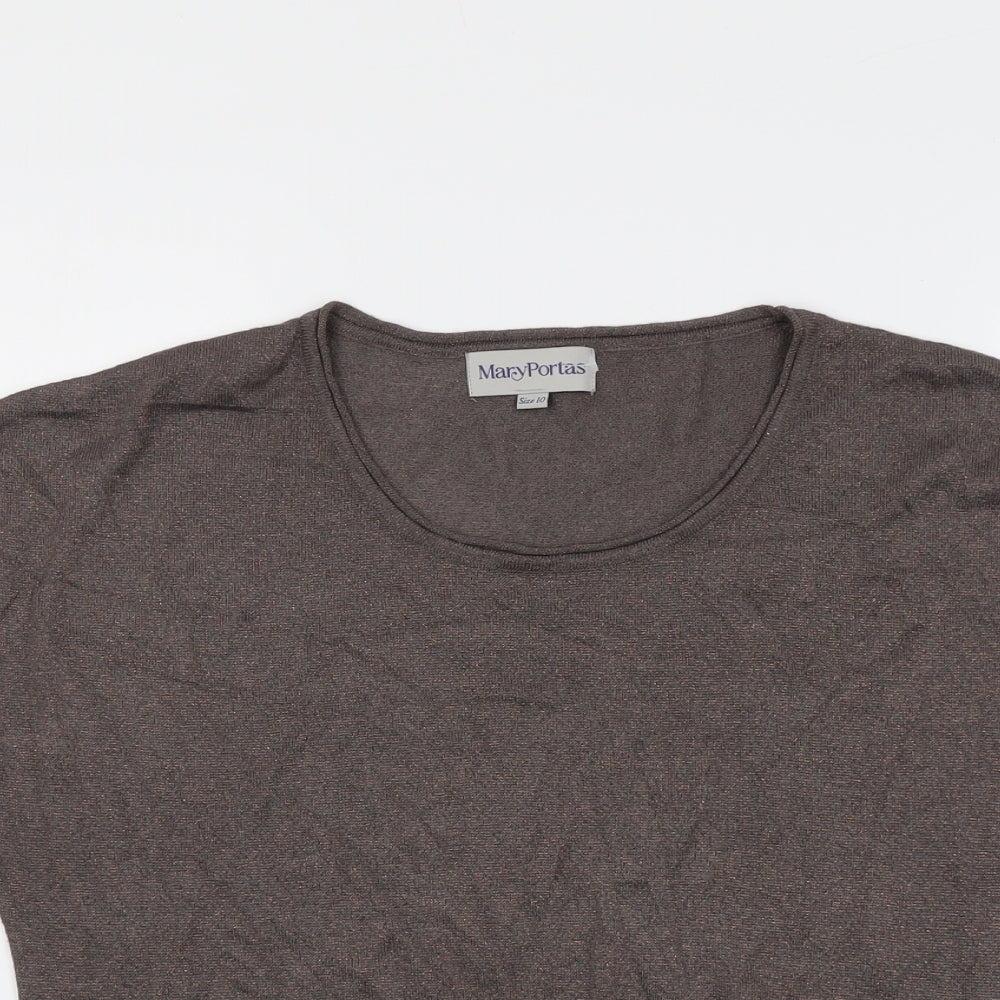 Mary Portas Womens Brown Round Neck Viscose Pullover Jumper Size 10