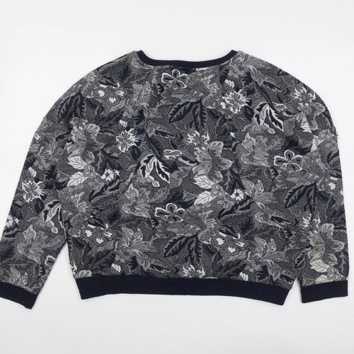 Zara Womens Blue Round Neck Floral Polyester Pullover Jumper Size M