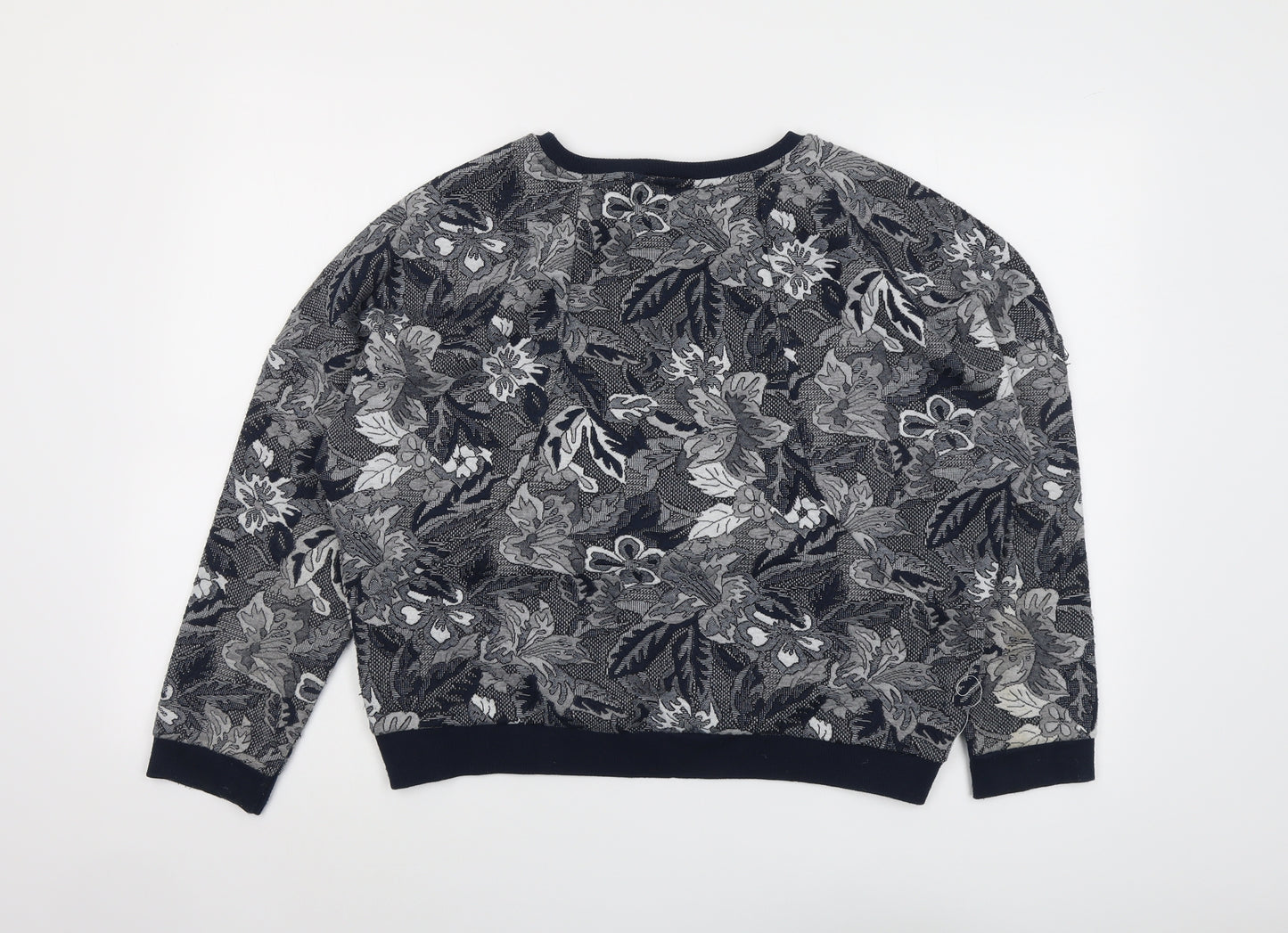 Zara Womens Blue Round Neck Floral Polyester Pullover Jumper Size M