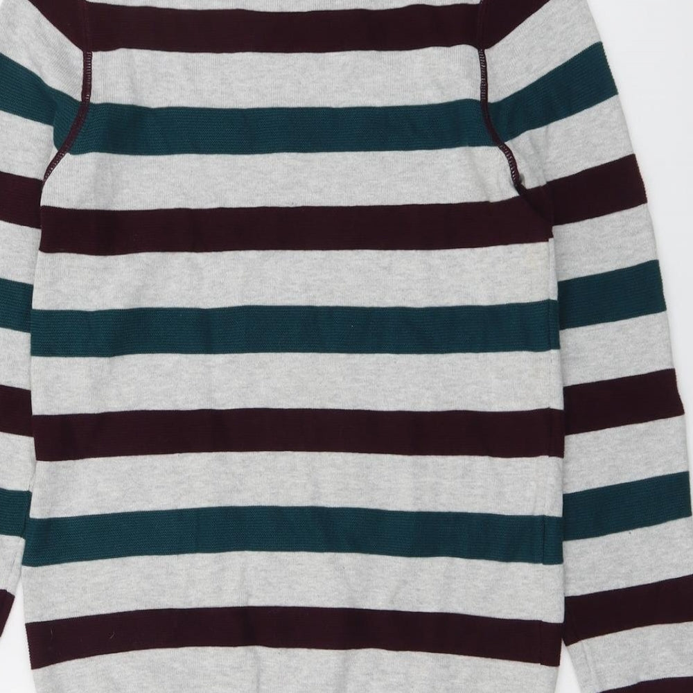 M&Co Boys Multicoloured Round Neck Striped Cotton Pullover Jumper Size 11-12 Years Pullover