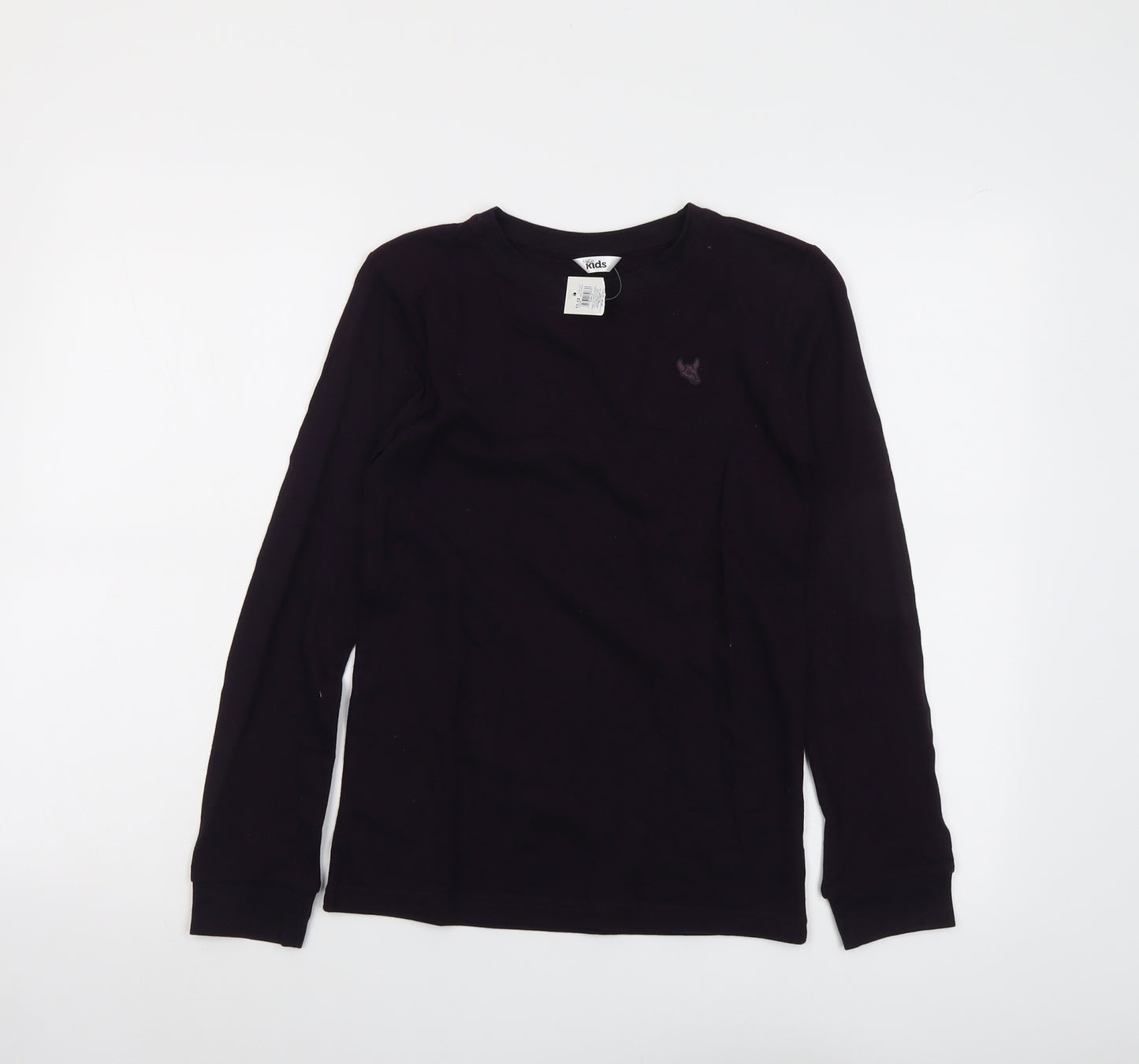 M&Co Boys Purple Cotton Basic T-Shirt Size 11-12 Years Round Neck Pullover