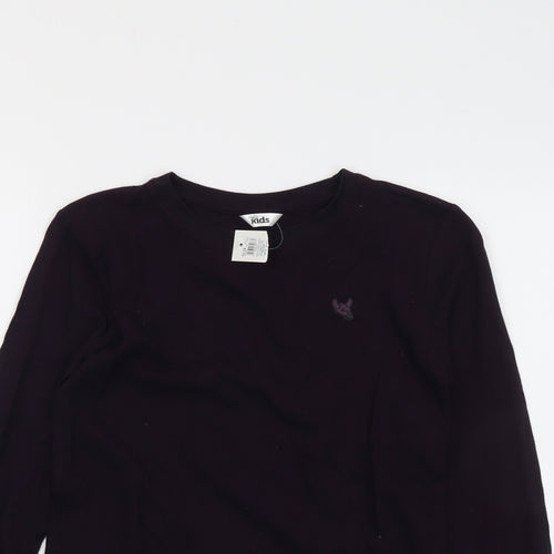 M&Co Boys Purple Cotton Basic T-Shirt Size 11-12 Years Round Neck Pullover