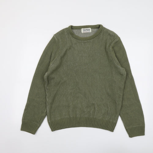 The British Jumper Company Mens Green Round Neck Cotton Pullover Jumper Size M Long Sleeve