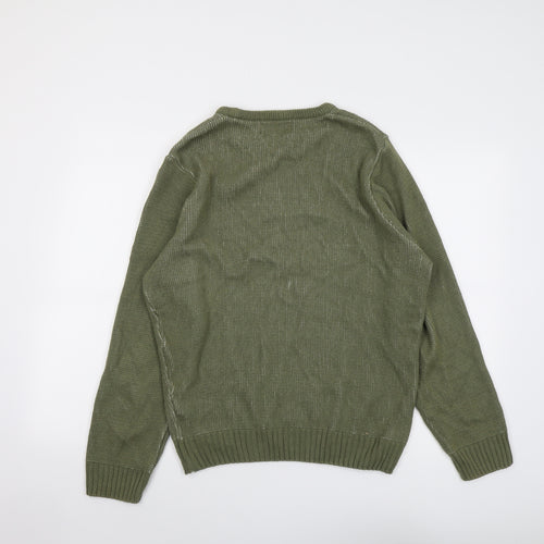 The British Jumper Company Mens Green Round Neck Cotton Pullover Jumper Size M Long Sleeve