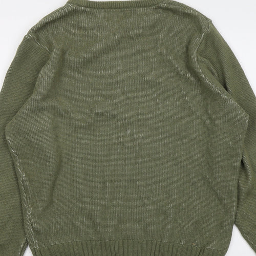 The British Jumper Company Mens Green Round Neck Cotton Pullover Jumper Size M Long Sleeve