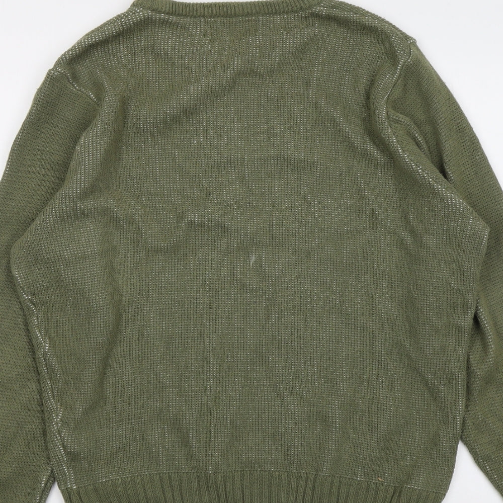 The British Jumper Company Mens Green Round Neck Cotton Pullover Jumper Size M Long Sleeve