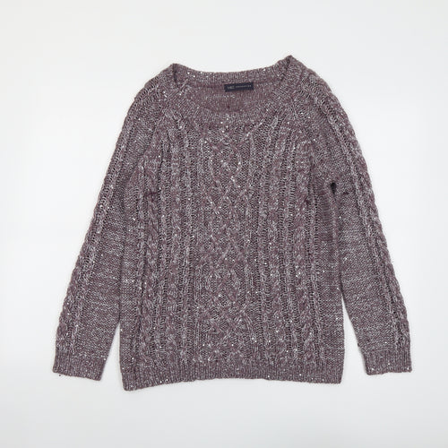 Marks and Spencer Womens Purple Round Neck Acrylic Pullover Jumper Size 12