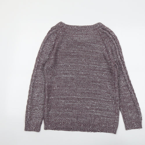 Marks and Spencer Womens Purple Round Neck Acrylic Pullover Jumper Size 12