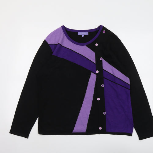 Autonomy Womens Black Round Neck Geometric Acrylic Pullover Jumper Size L