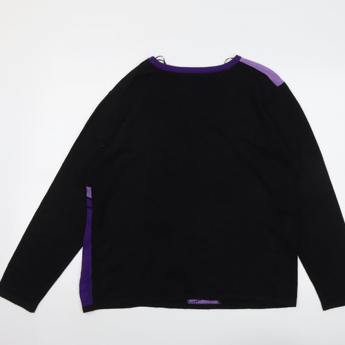 Autonomy Womens Black Round Neck Geometric Acrylic Pullover Jumper Size L