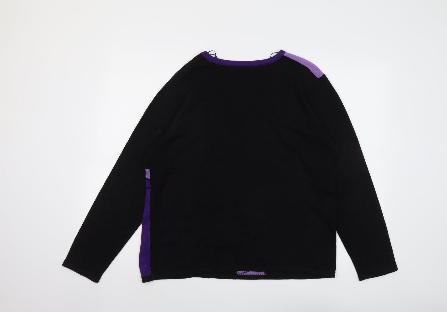 Autonomy Womens Black Round Neck Geometric Acrylic Pullover Jumper Size L