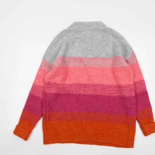 M&Co Womens Multicoloured Round Neck Striped Acrylic Pullover Jumper Size 14
