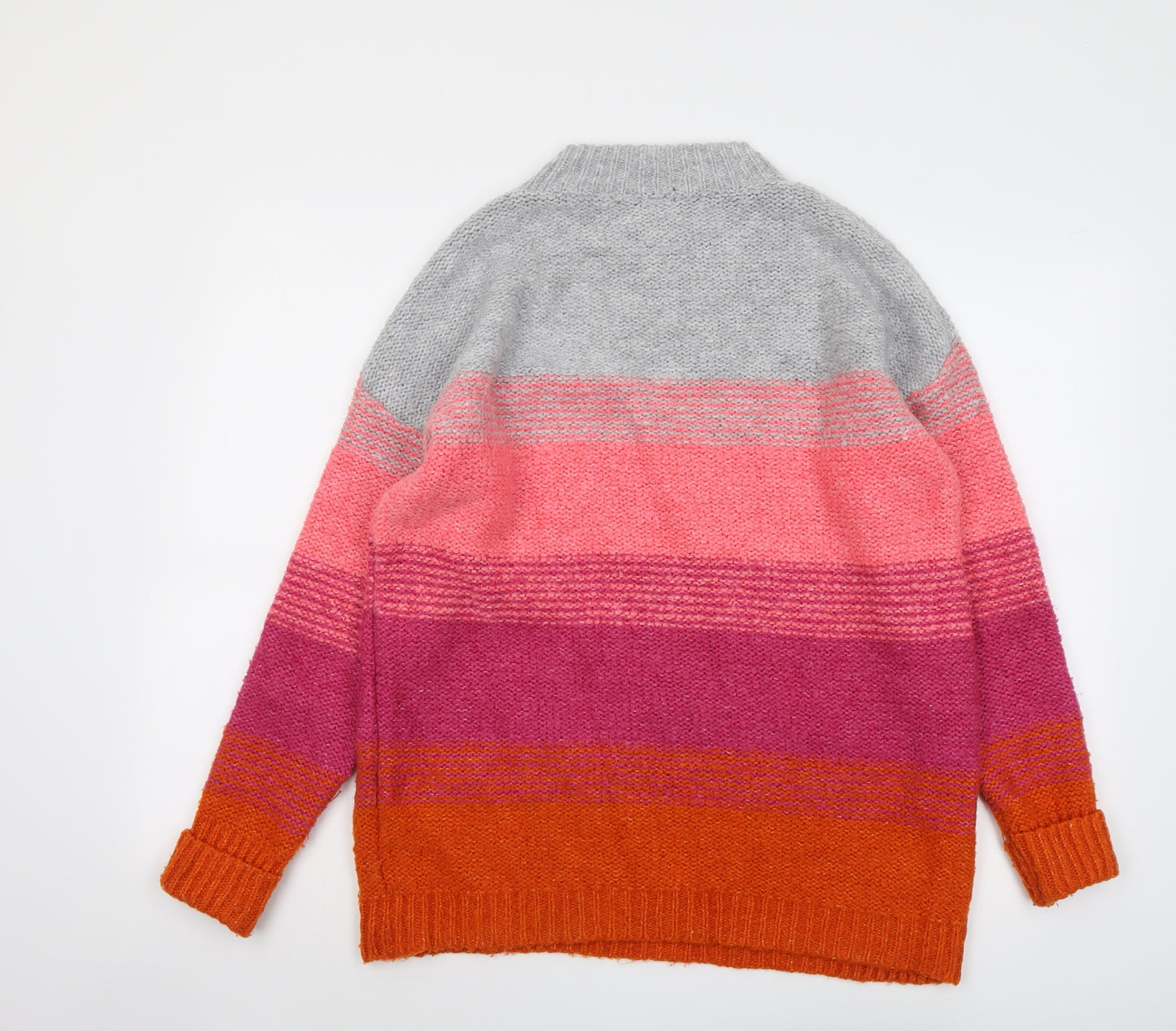 M&Co Womens Multicoloured Round Neck Striped Acrylic Pullover Jumper Size 14