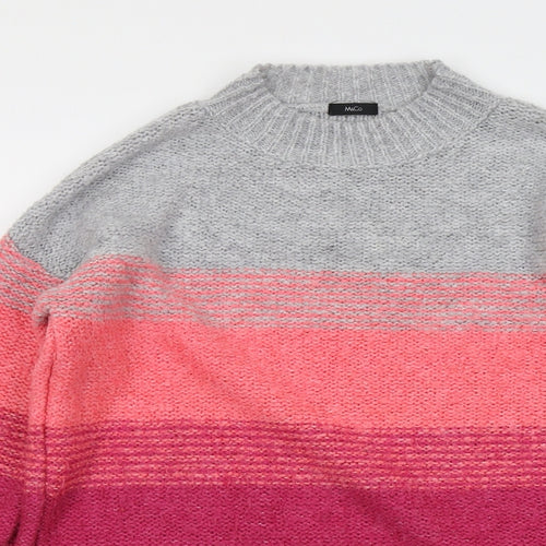 M&Co Womens Multicoloured Round Neck Striped Acrylic Pullover Jumper Size 14