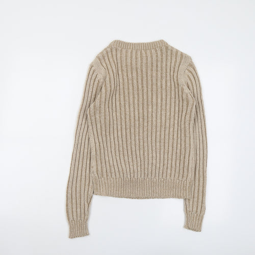 Brave Soul Womens Beige Round Neck Acrylic Pullover Jumper Size 12