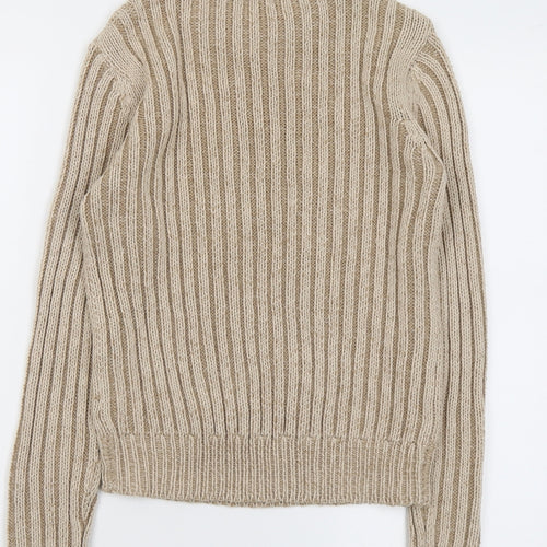Brave Soul Womens Beige Round Neck Acrylic Pullover Jumper Size 12