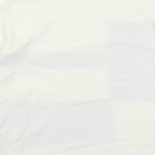 Marble Womens Ivory Round Neck Geometric Cotton Pullover Jumper Size S