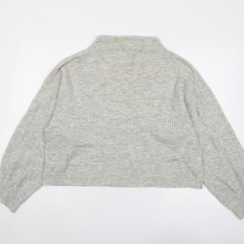 New Look Womens Grey Mock Neck Acrylic Pullover Jumper Size M