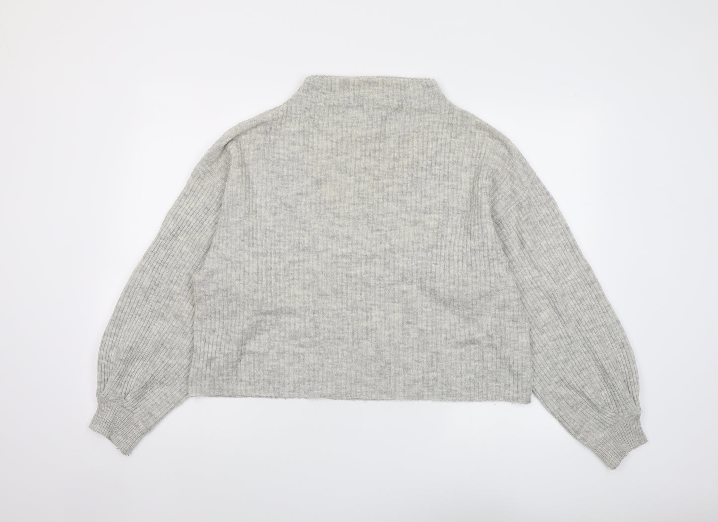 New Look Womens Grey Mock Neck Acrylic Pullover Jumper Size M