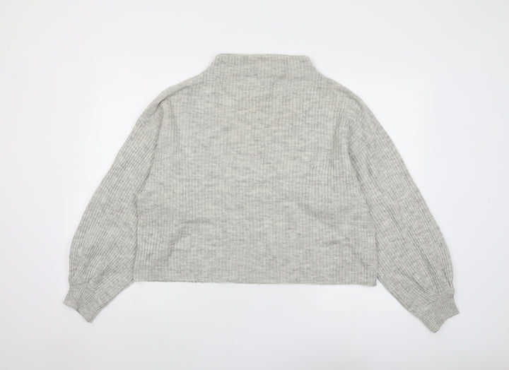 New Look Womens Grey Mock Neck Acrylic Pullover Jumper Size M