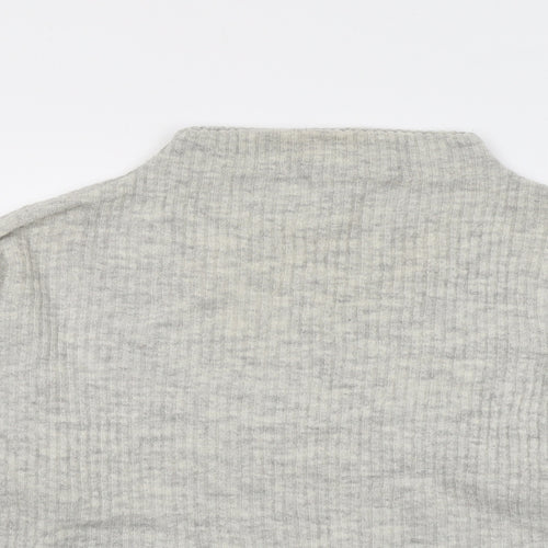New Look Womens Grey Mock Neck Acrylic Pullover Jumper Size M