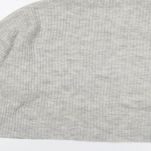 New Look Womens Grey Mock Neck Acrylic Pullover Jumper Size M