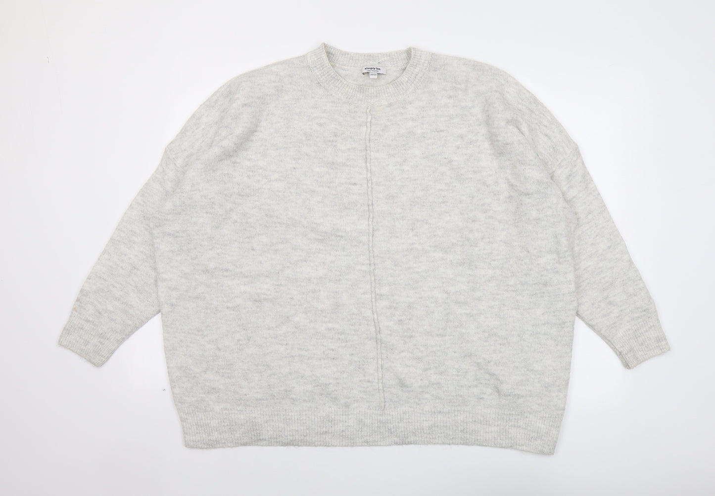 Simply Be Womens Grey Round Neck Acrylic Pullover Jumper Size 20