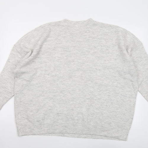 Simply Be Womens Grey Round Neck Acrylic Pullover Jumper Size 20