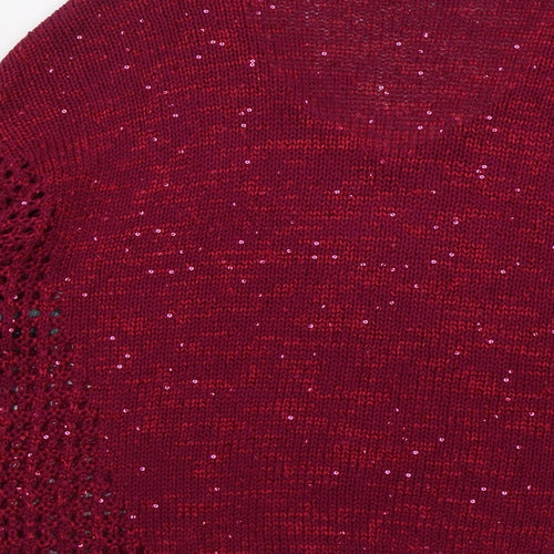 Marks and Spencer Womens Purple V-Neck Cotton Pullover Jumper Size 14