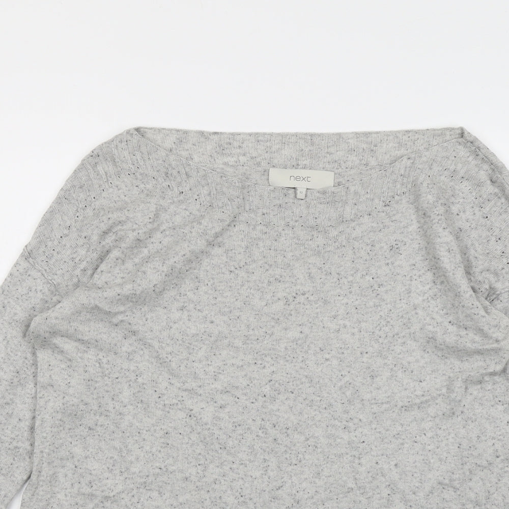 NEXT Womens Grey Boat Neck Cotton Pullover Jumper Size 12