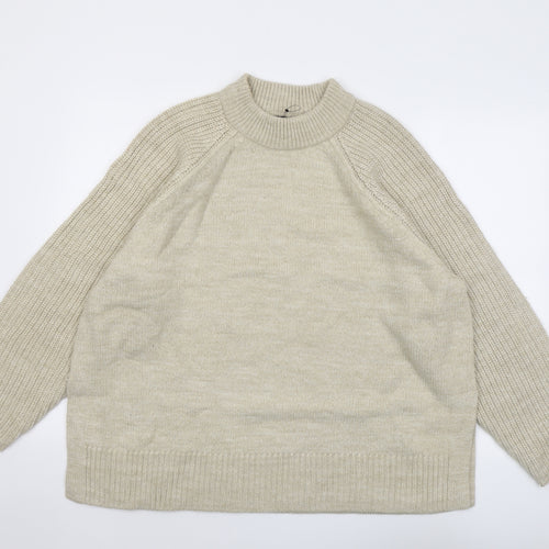Marks and Spencer Womens Beige Mock Neck Acrylic Pullover Jumper Size XL