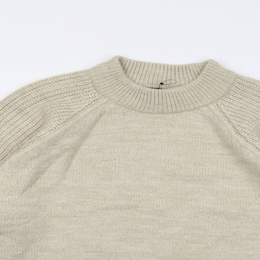 Marks and Spencer Womens Beige Mock Neck Acrylic Pullover Jumper Size XL
