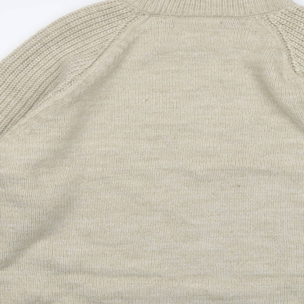 Marks and Spencer Womens Beige Mock Neck Acrylic Pullover Jumper Size XL