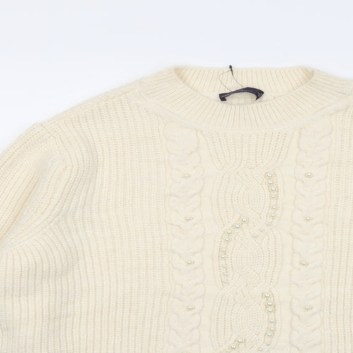 Marks and Spencer Womens Ivory Round Neck Acrylic Pullover Jumper Size XL