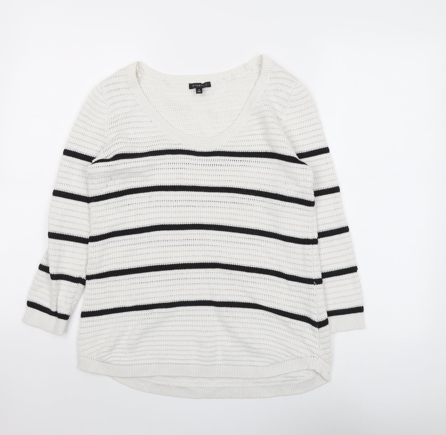 Dynamite Womens Grey Scoop Neck Striped Polyester Pullover Jumper Size M