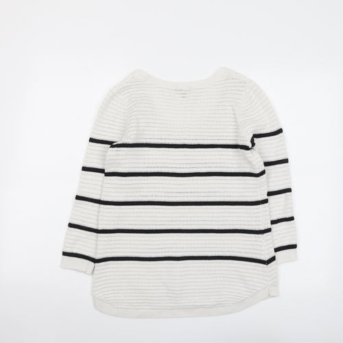 Dynamite Womens Grey Scoop Neck Striped Polyester Pullover Jumper Size M