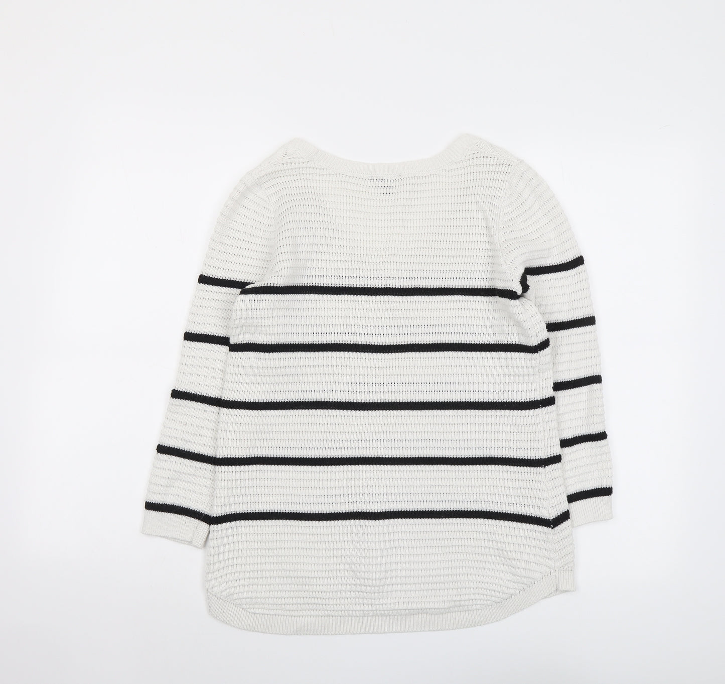 Dynamite Womens Grey Scoop Neck Striped Polyester Pullover Jumper Size M