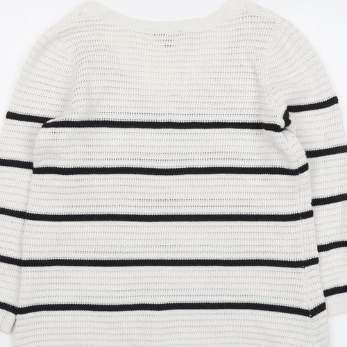 Dynamite Womens Grey Scoop Neck Striped Polyester Pullover Jumper Size M