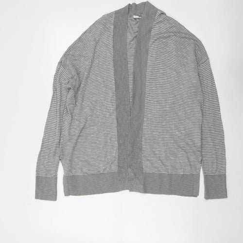 Gap Womens Grey V-Neck Striped Cotton Cardigan Jumper Size M