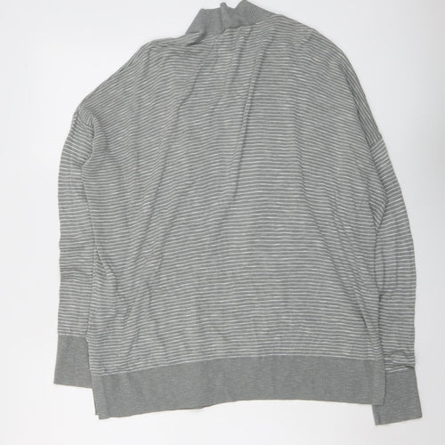 Gap Womens Grey V-Neck Striped Cotton Cardigan Jumper Size M